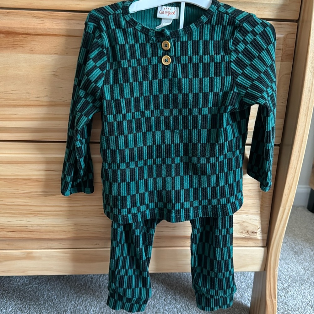 Black and green Cat and Jack baby matching set